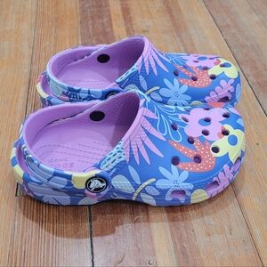 Kids Shoes - Blue and Purple Floral Crocs